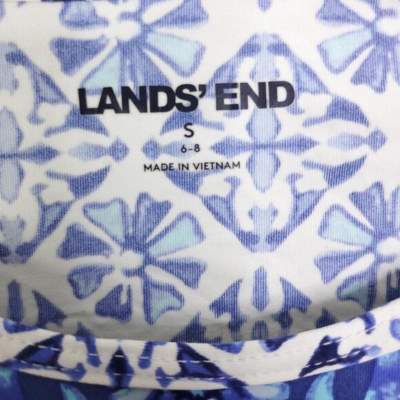 Lands End Top Womens Small Long Sleeve Stretchy Flower All OVer Maximalist Print - Picture 5 of 8